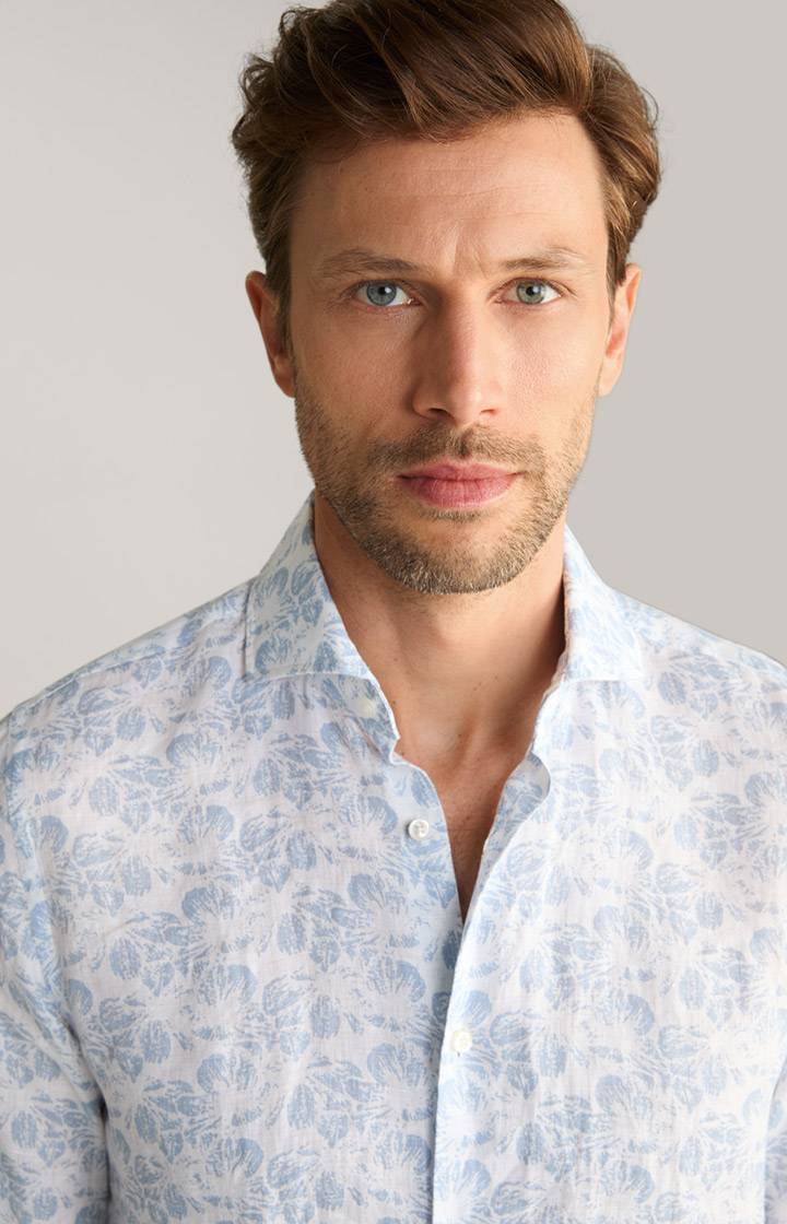 Joop Leinen-Hemd Pai In Hellblau/Weiß Gemustert