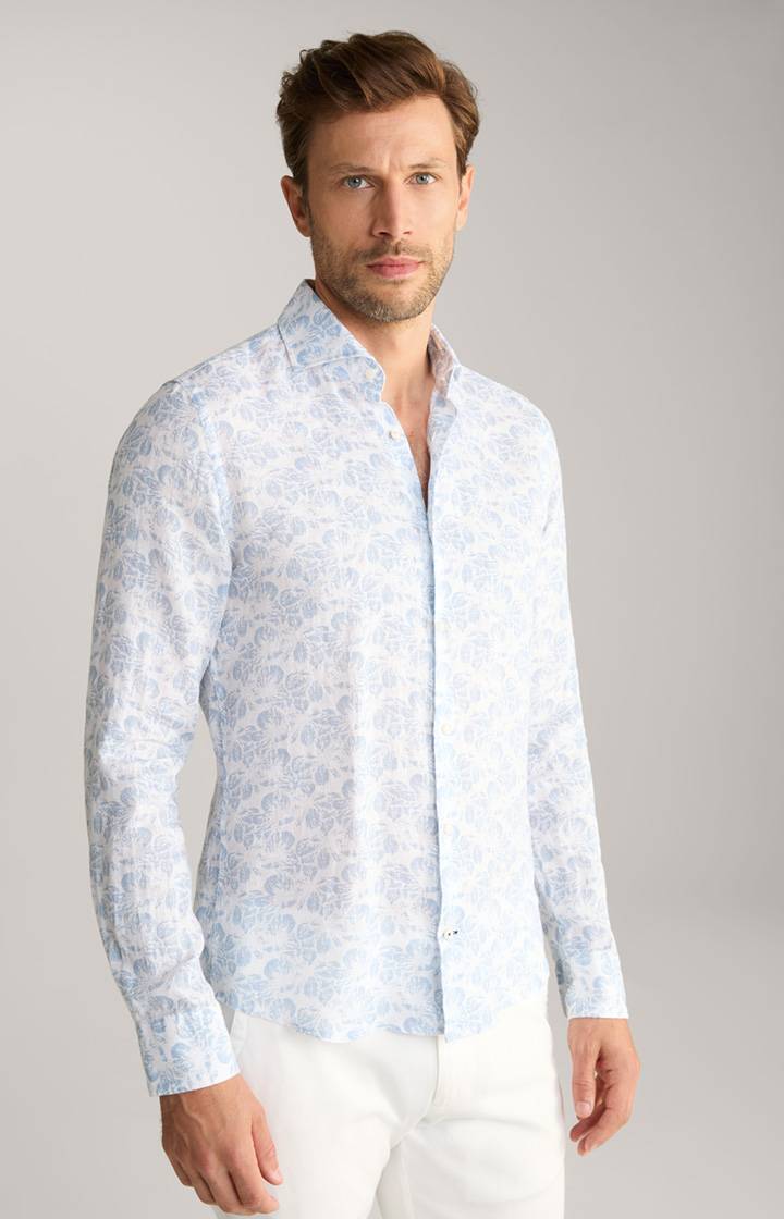 Joop Leinen-Hemd Pai in Hellblau/Weiß gemustert