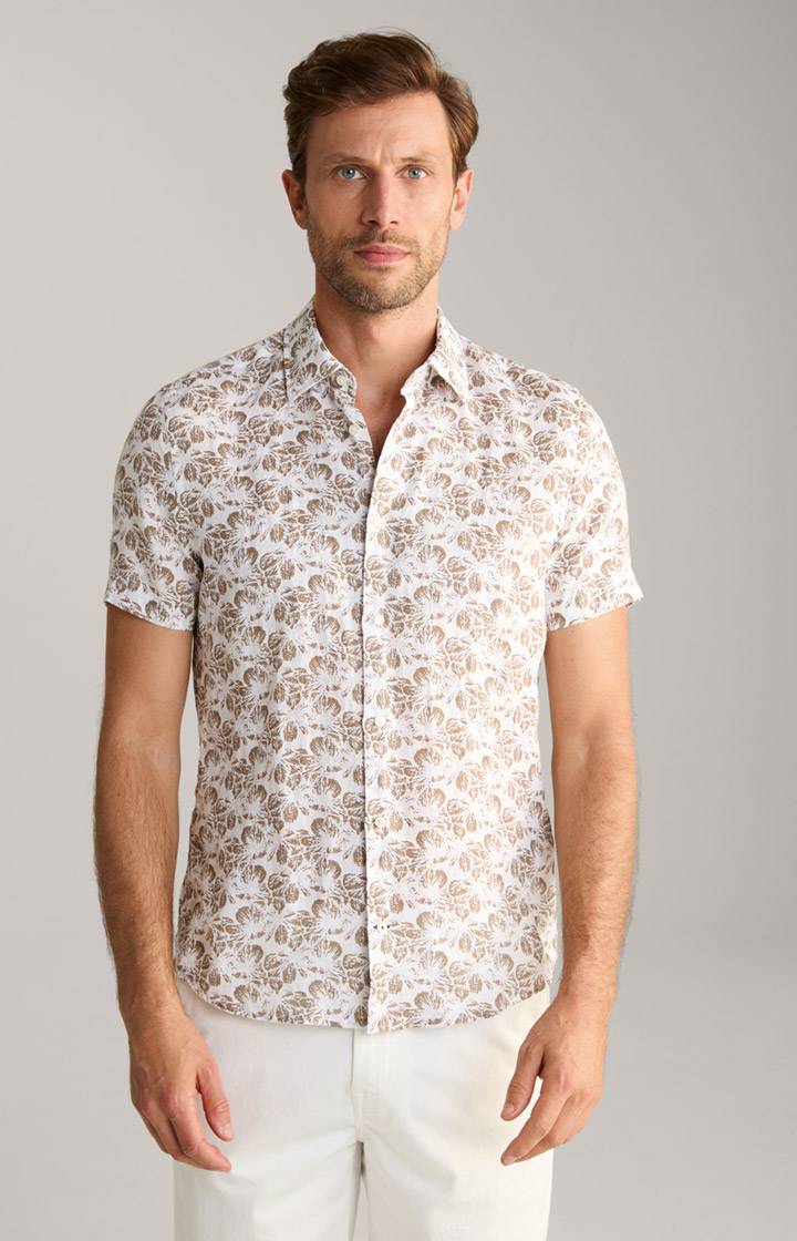 Joop Leinen-Hemd Pit in Beige/Weiß