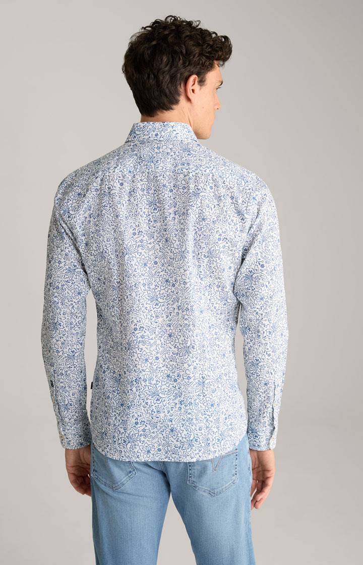 Joop Leinenmix-Hemd Hanson In Blau/Weiß Gemustert