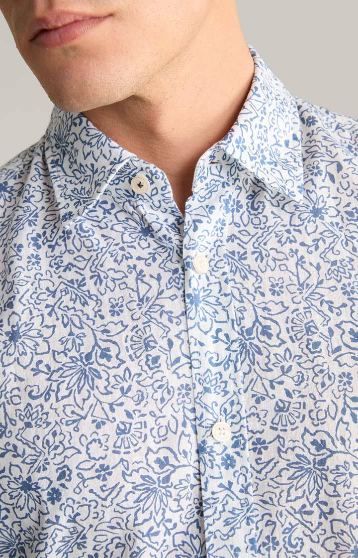 Joop Leinenmix-Hemd Hanson In Blau/Weiß Gemustert