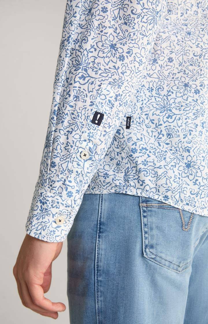 Joop Leinenmix-Hemd Hanson In Blau/Weiß Gemustert