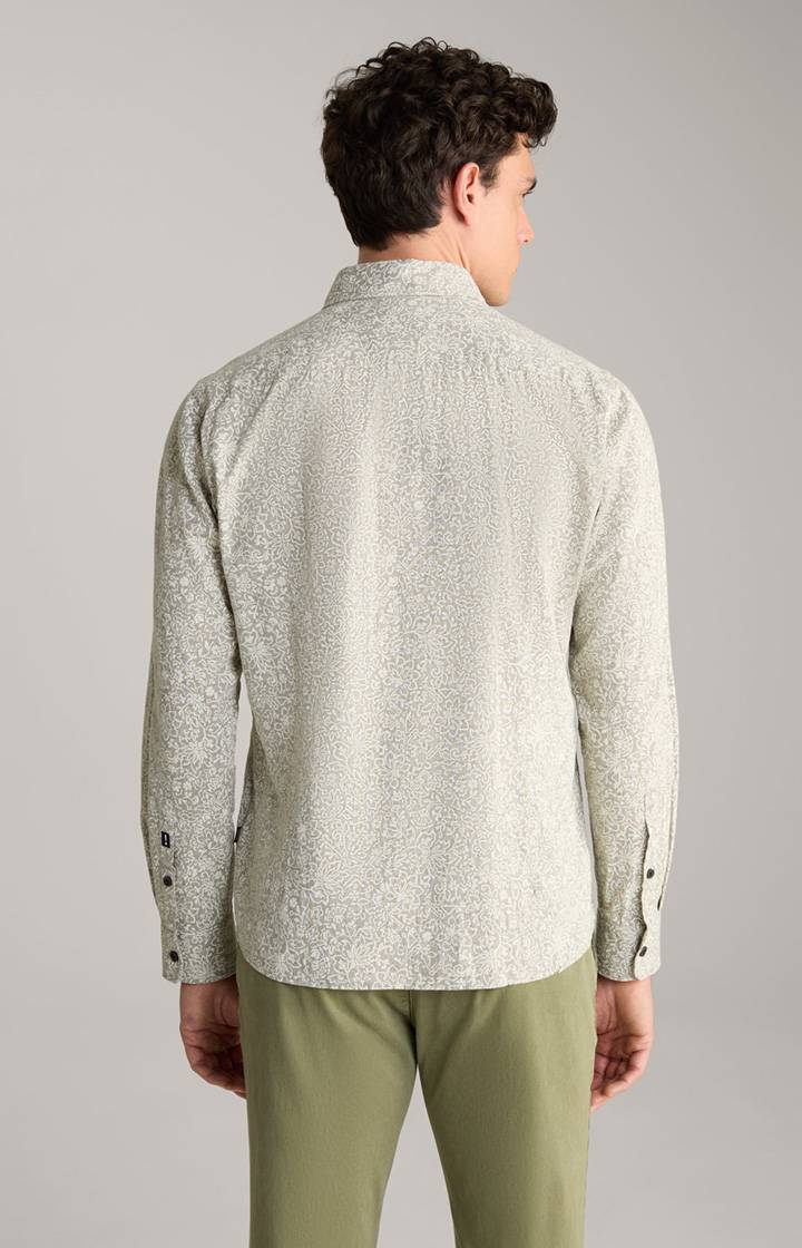 Joop Leinenmix-Hemd Hanson In Grün/Weiß Gemustert