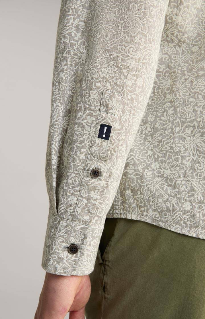 Joop Leinenmix-Hemd Hanson In Grün/Weiß Gemustert