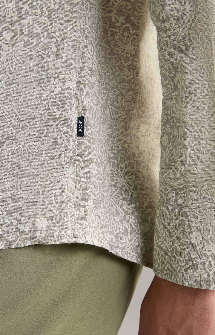 Joop Leinenmix-Hemd Hanson In Grün/Weiß Gemustert