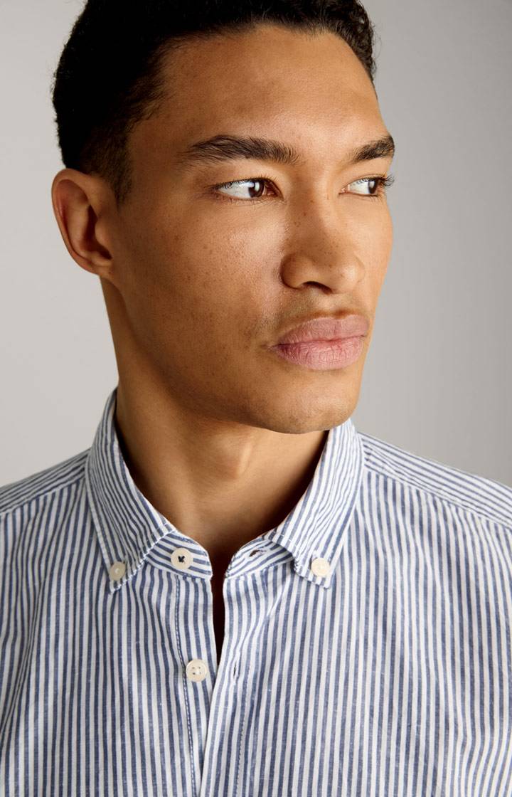 Joop Leinenmix-Hemd Hawes In Blau/Weiß Gestreift