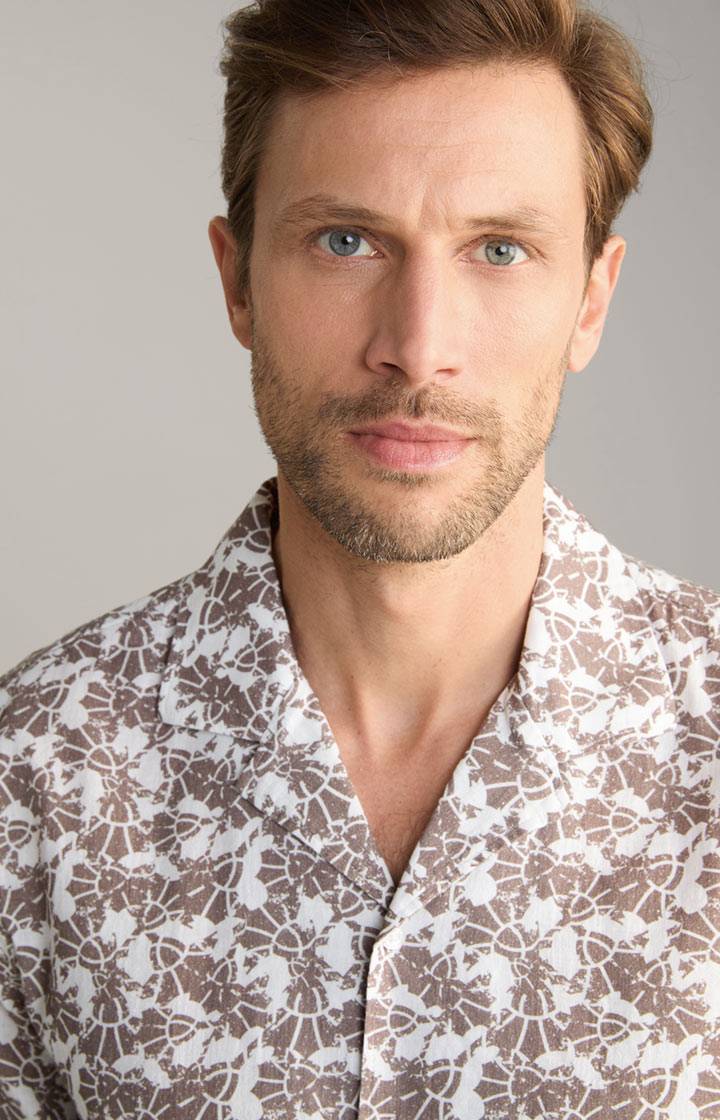 Joop Leinenmix-Hemd Kawai In Braun-Weiß Gemustert