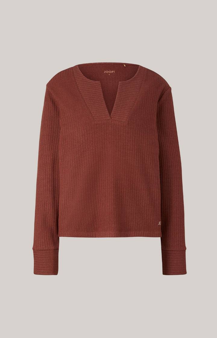 Joop Loungewear Ripp-Longsleeve In Coffee