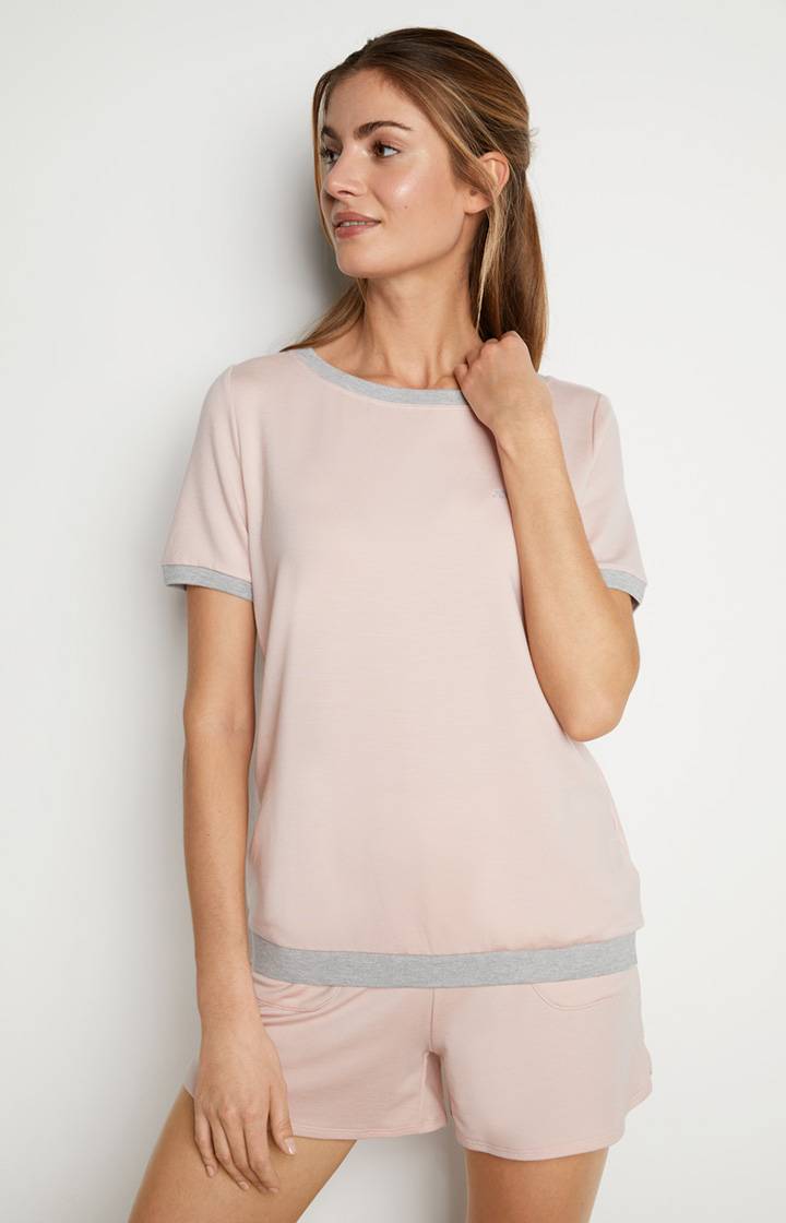 Joop Loungewear Shirt in Rosa/Grau meliert