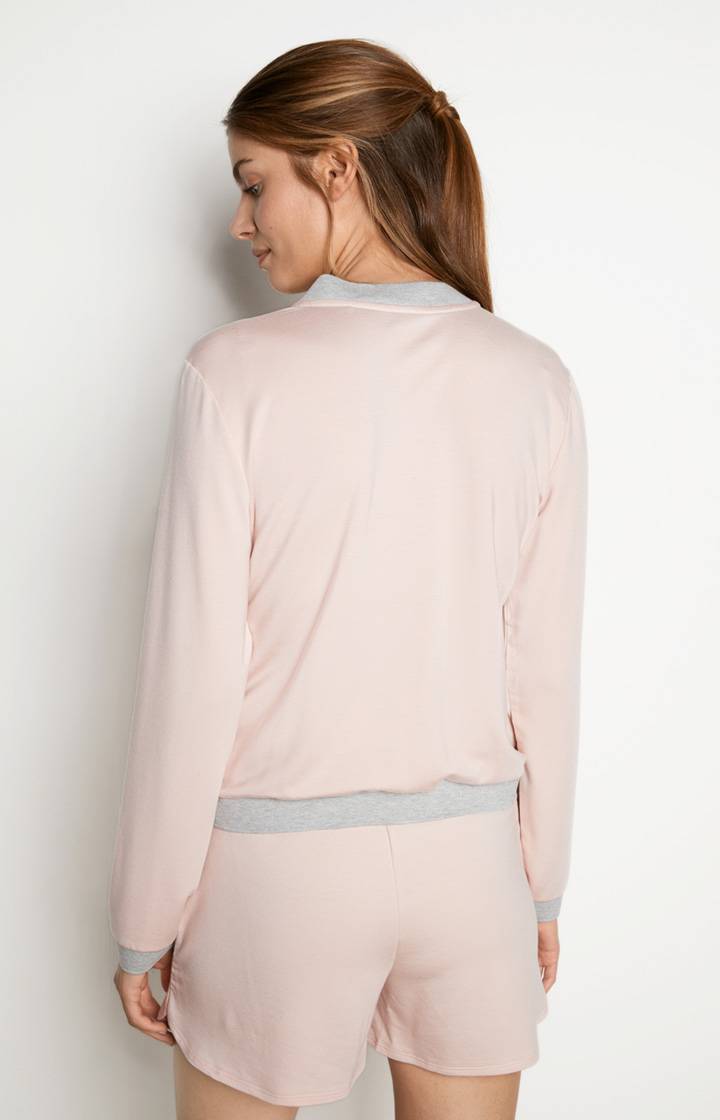 Joop Loungewear Sweatjacke In Rosa/Grau Meliert