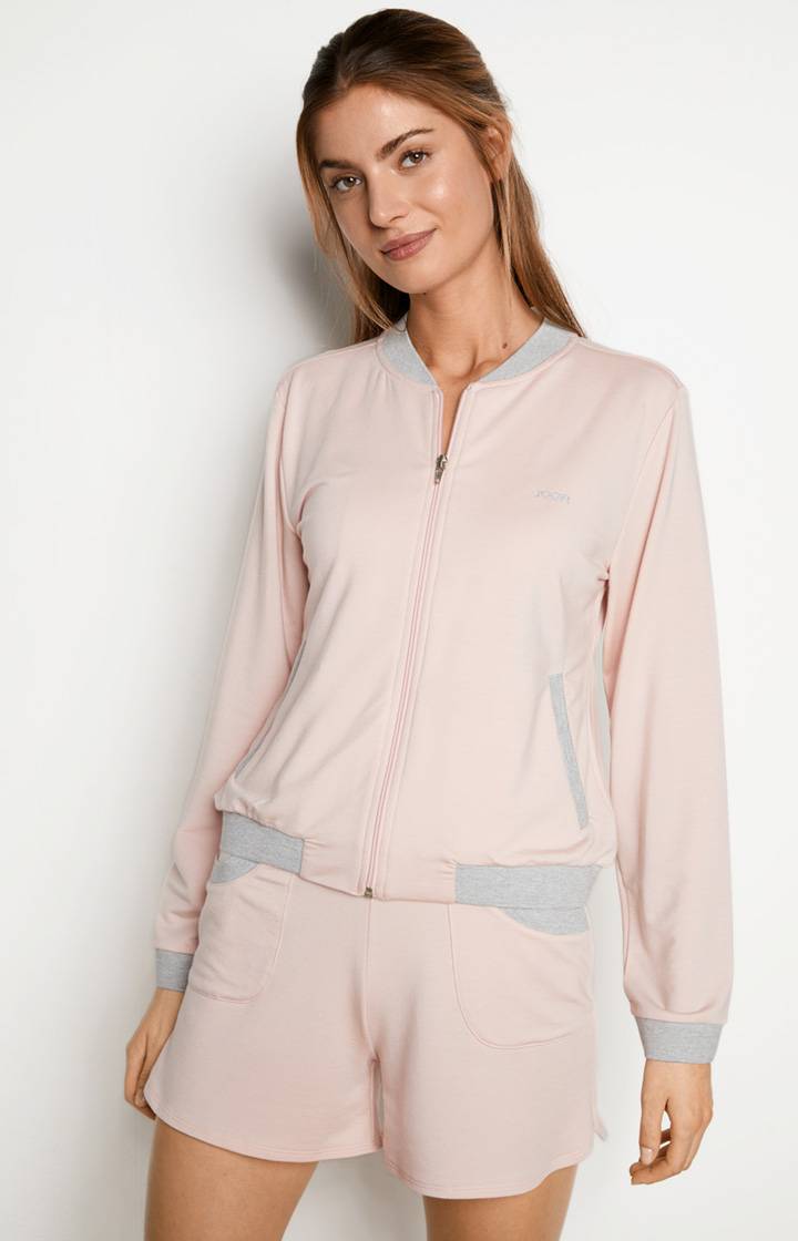 Joop Loungewear Sweatjacke in Rosa/Grau meliert