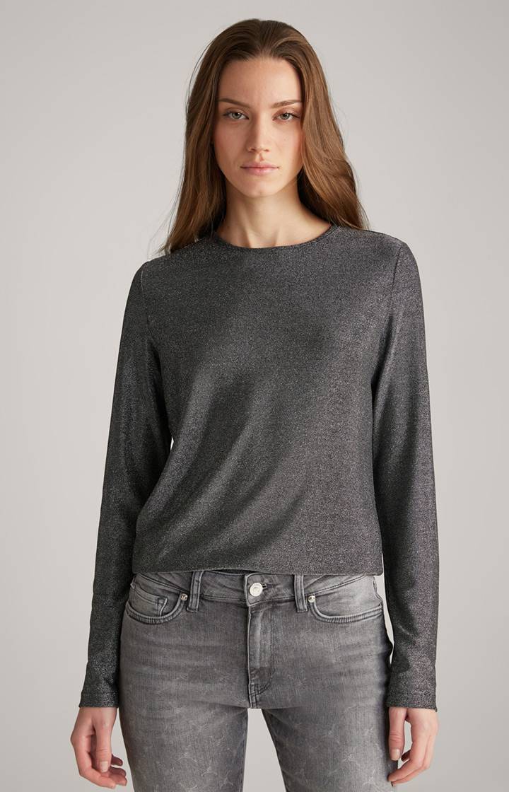 Joop Lurex-Blusenshirt in Grau-Glitzer