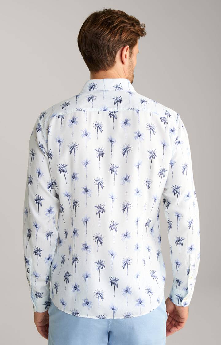 Joop Lyocell-Hemd Hanson In Weiß-Blau Gemustert