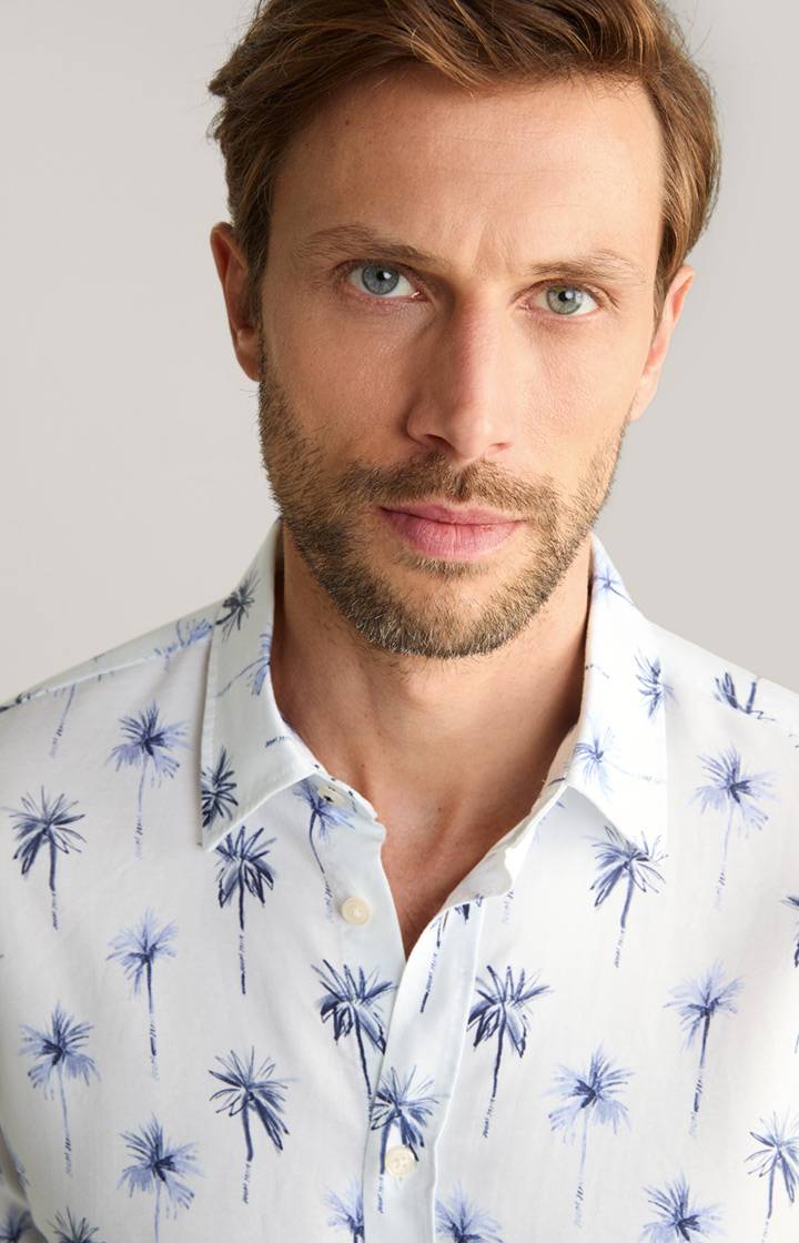 Joop Lyocell-Hemd Hanson In Weiß-Blau Gemustert
