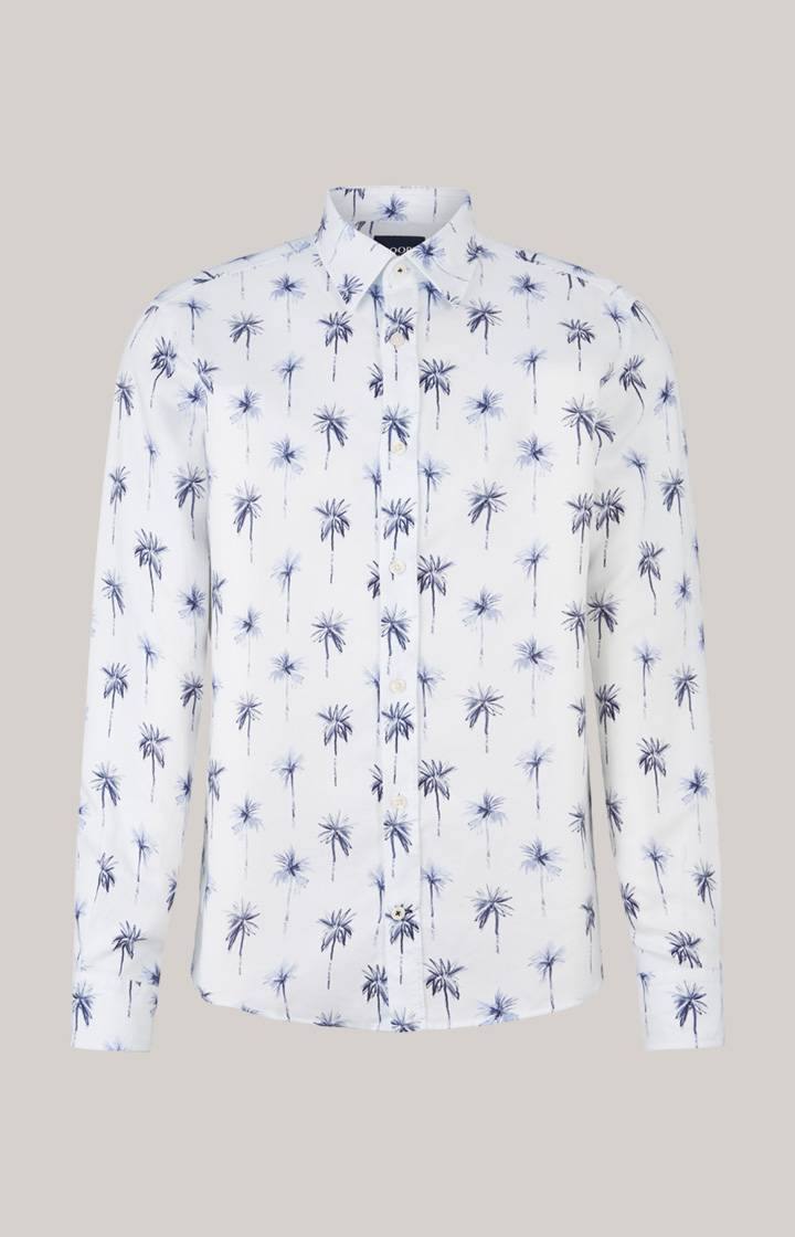 Joop Lyocell-Hemd Hanson In Weiß-Blau Gemustert