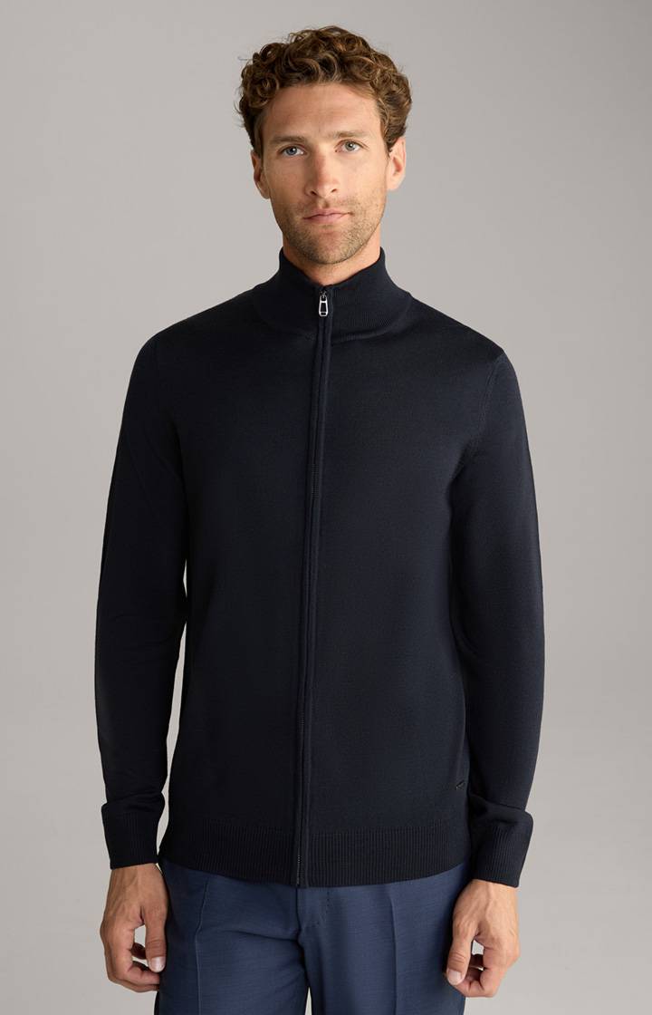 Joop Merinowoll-Strickjacke Davis in Dunkelblau