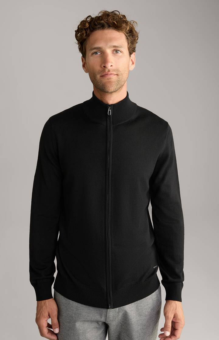 Joop Merinowoll-Strickjacke Davis in Schwarz