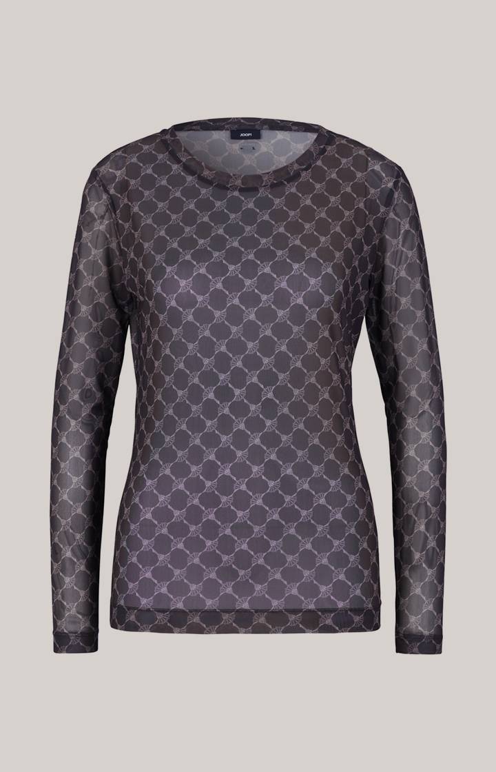 Joop Mesh-Langarm-Shirt In Grau Gemustert