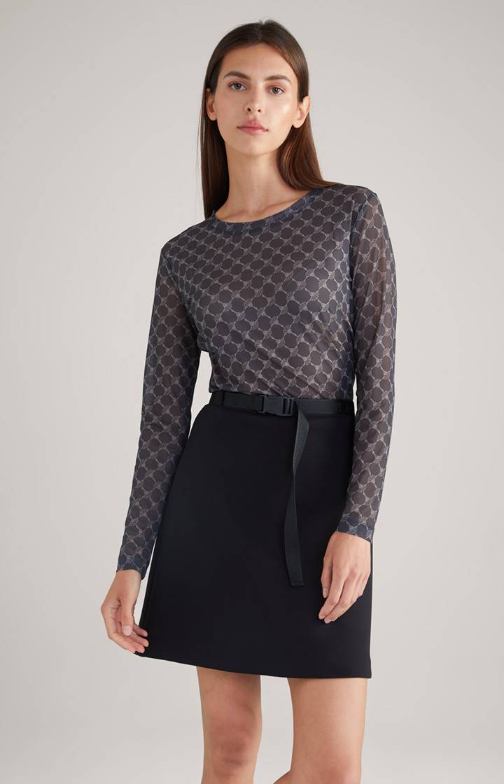 Joop Mesh-Langarm-Shirt in Grau gemustert