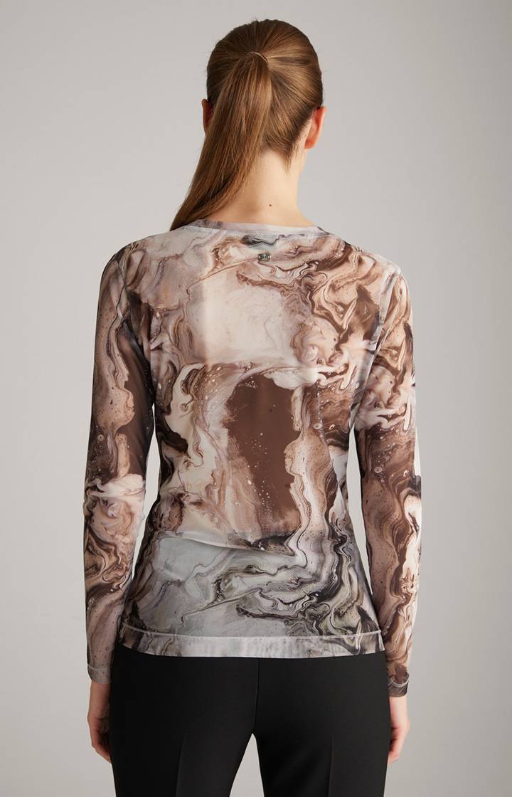 Joop Mesh-Langarm-Shirt In Offwhite/Schwarz