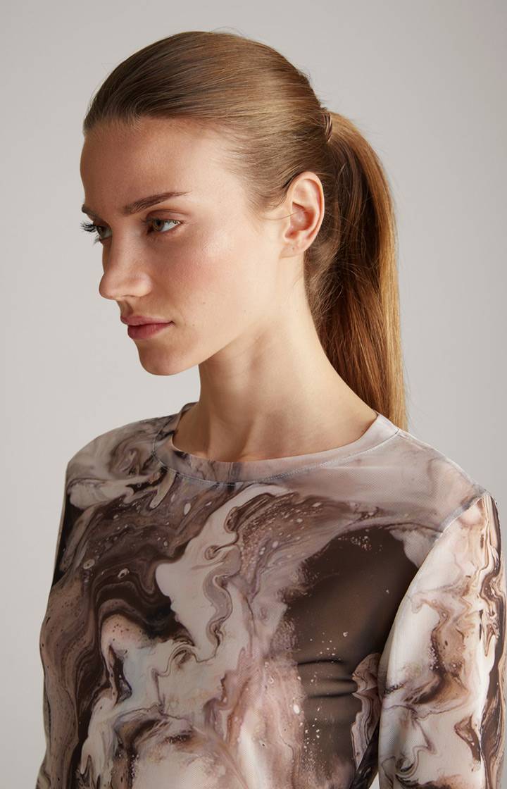 Joop Mesh-Langarm-Shirt In Offwhite/Schwarz