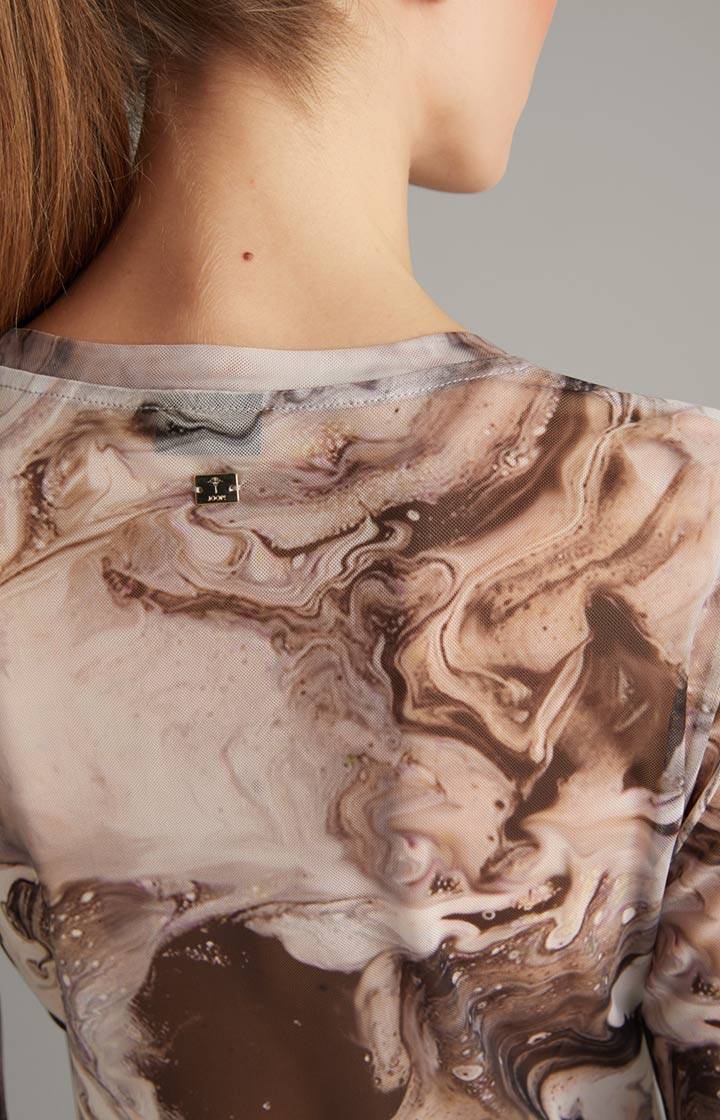 Joop Mesh-Langarm-Shirt In Offwhite/Schwarz