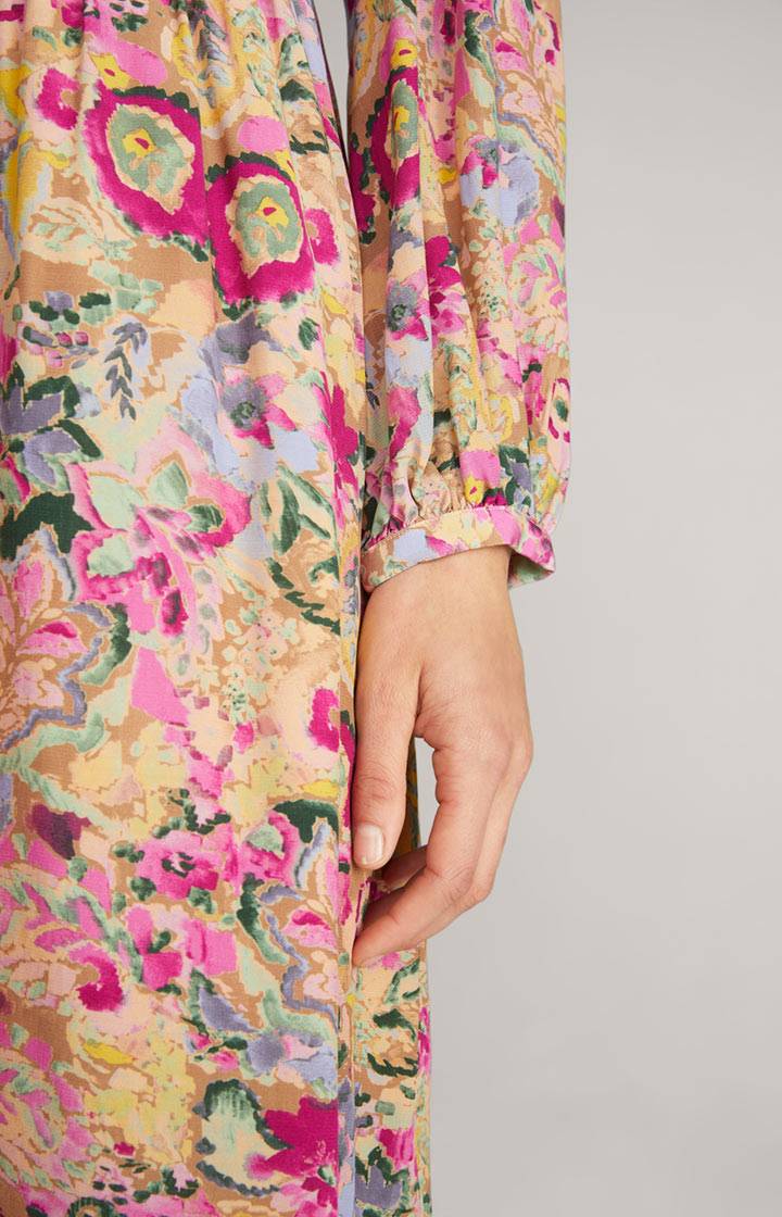 Joop Midi-Kleid In Beige/Pink Gemustert