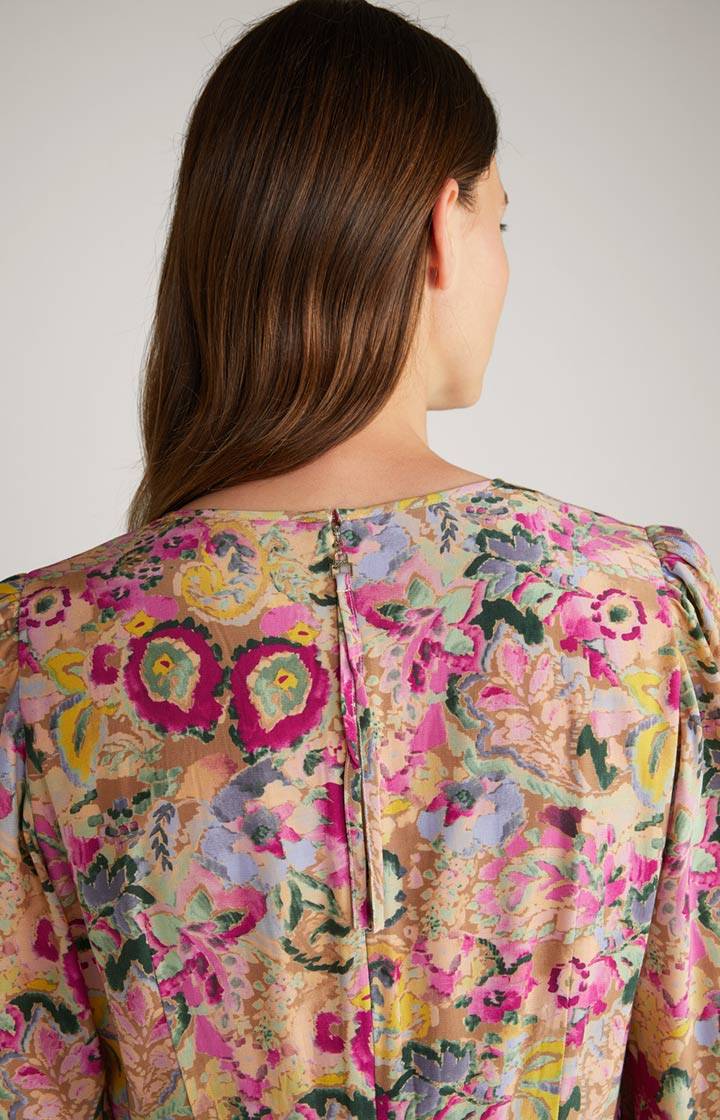 Joop Midi-Kleid In Beige/Pink Gemustert