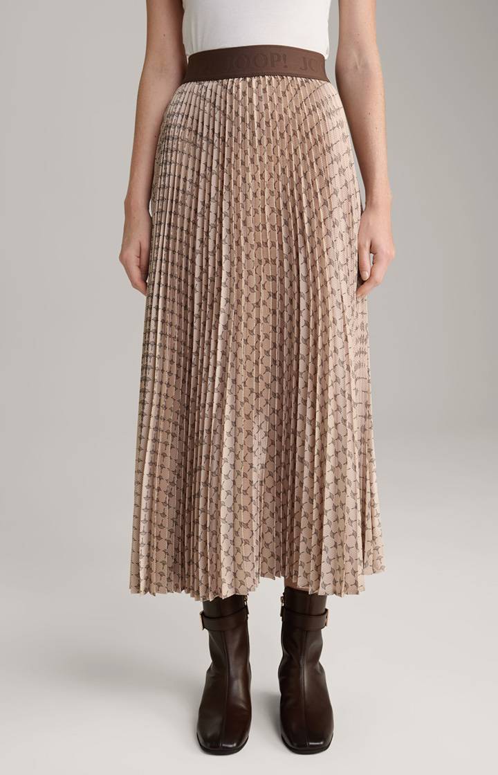 Joop Plissee-Rock in Beige gemustert