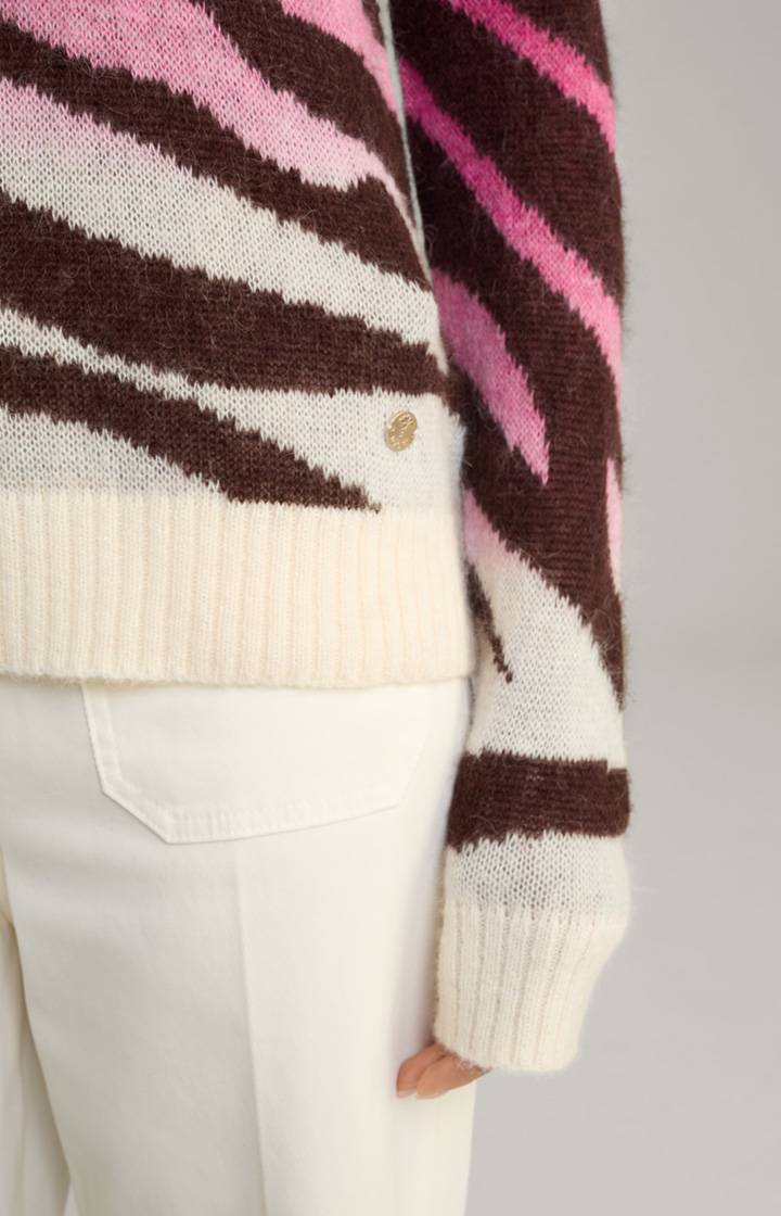 Joop Pullover In Pink/Braun/Creme Gemustert