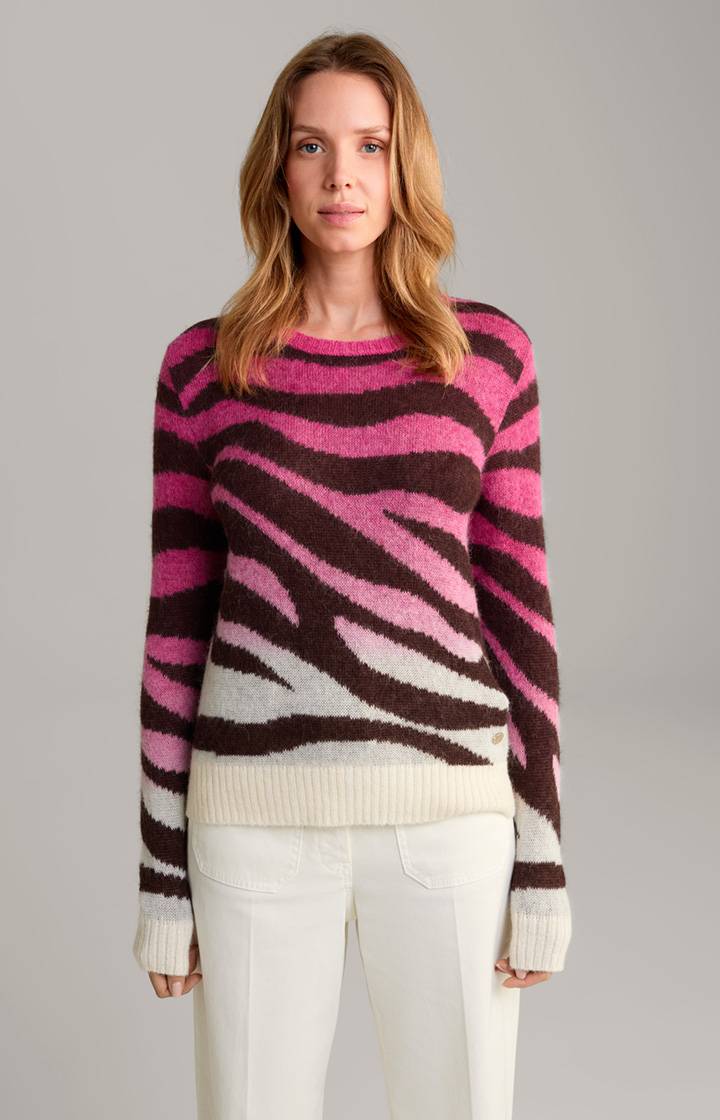 Joop Pullover in Pink/Braun/Creme gemustert
