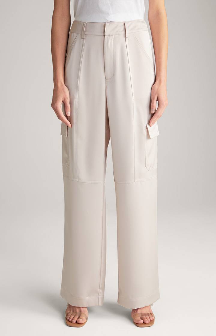 Joop Satin-Cargohose in Nude