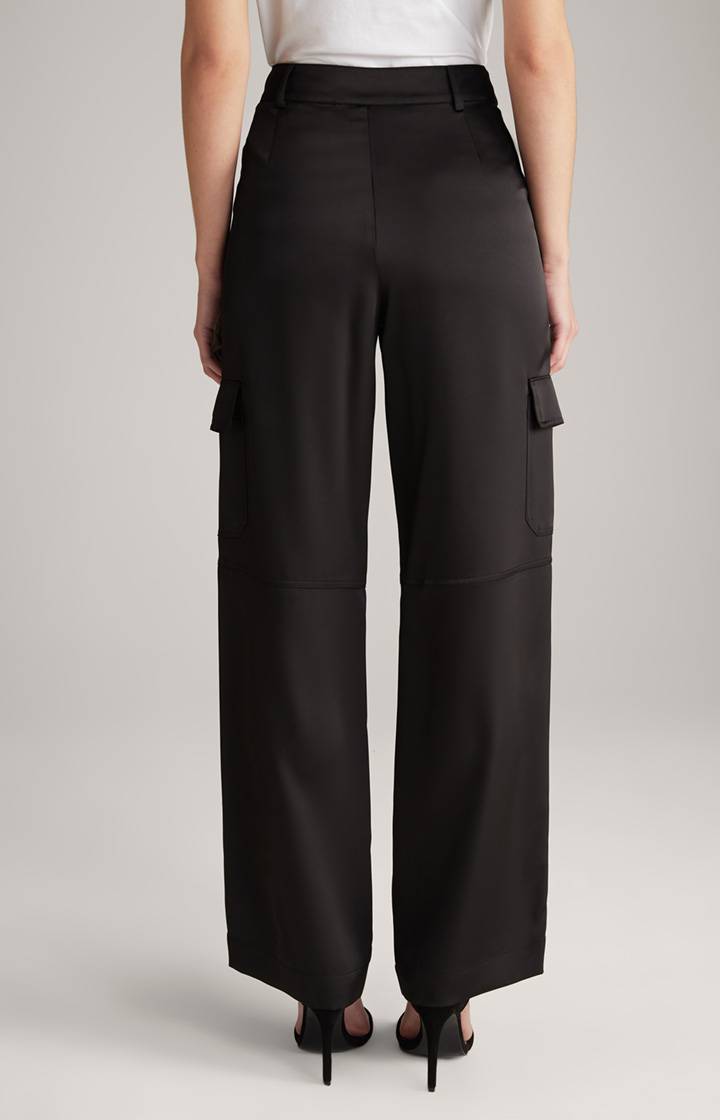 Joop Satin-Cargohose In Schwarz