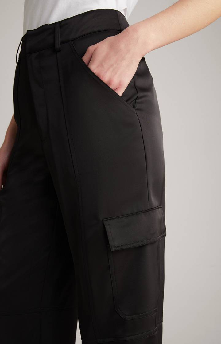 Joop Satin-Cargohose In Schwarz