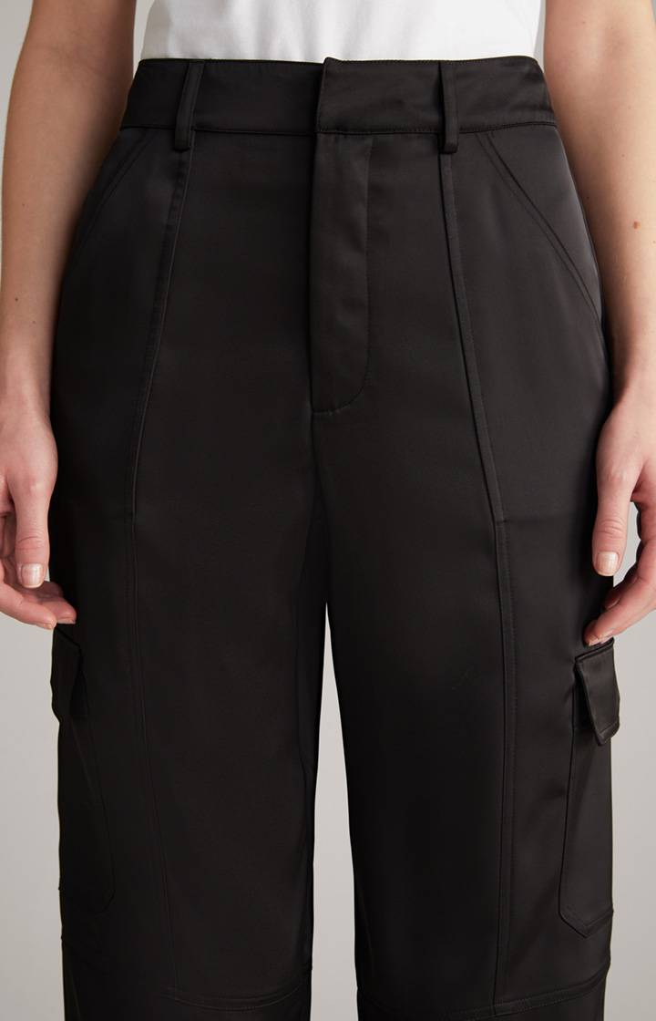 Joop Satin-Cargohose In Schwarz