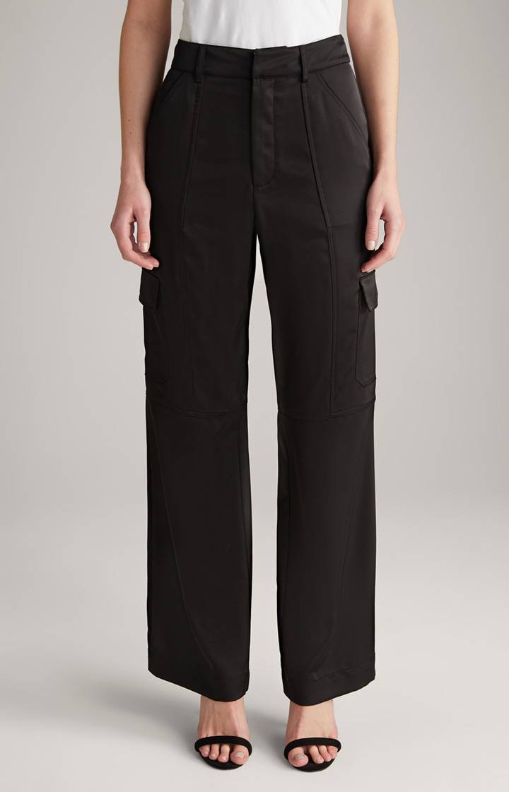 Joop Satin-Cargohose in Schwarz