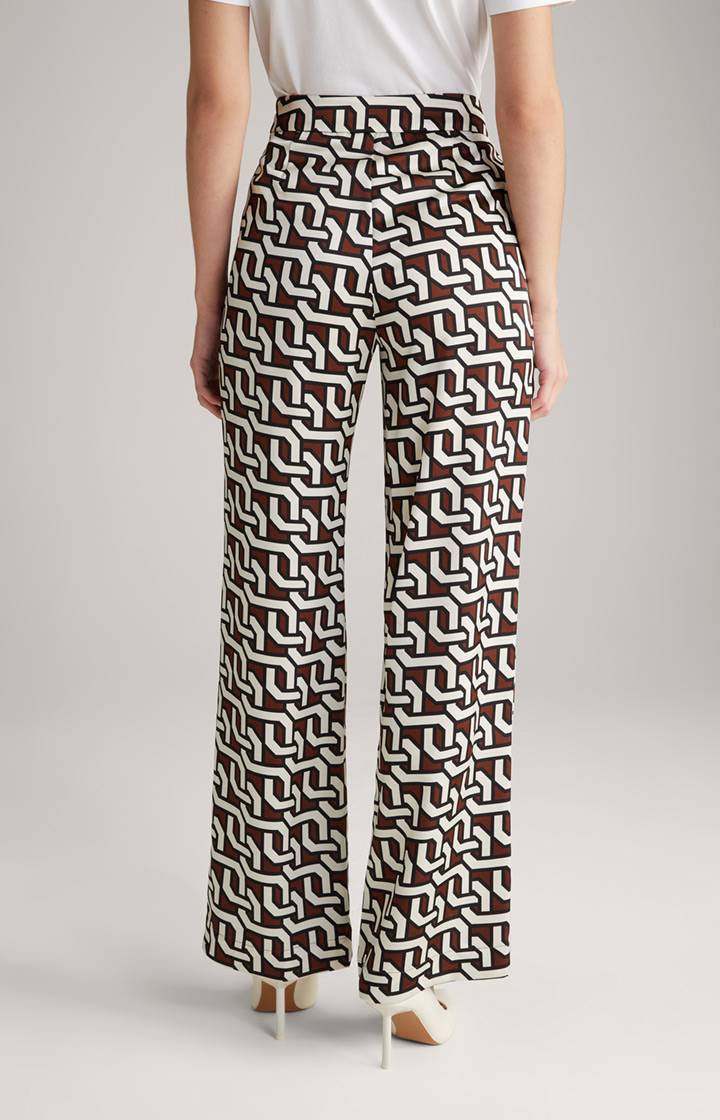 Joop Satin-Hose In Braun/Creme/Schwarz Gemustert
