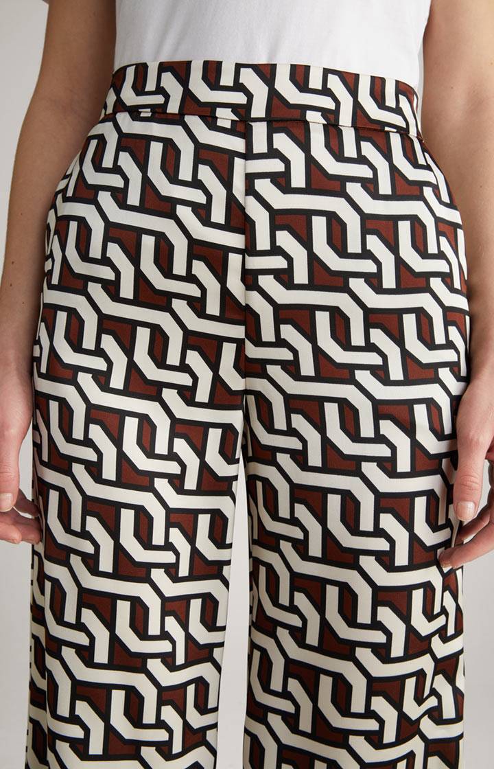 Joop Satin-Hose In Braun/Creme/Schwarz Gemustert