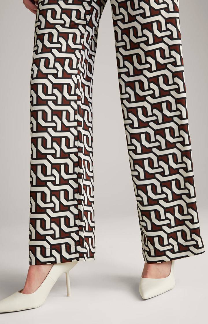 Joop Satin-Hose In Braun/Creme/Schwarz Gemustert