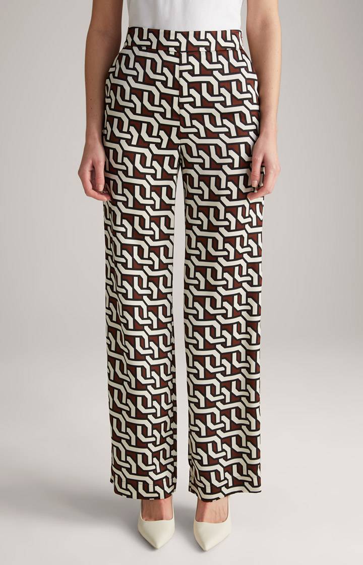 Joop Satin-Hose In Braun/Creme/Schwarz Gemustert