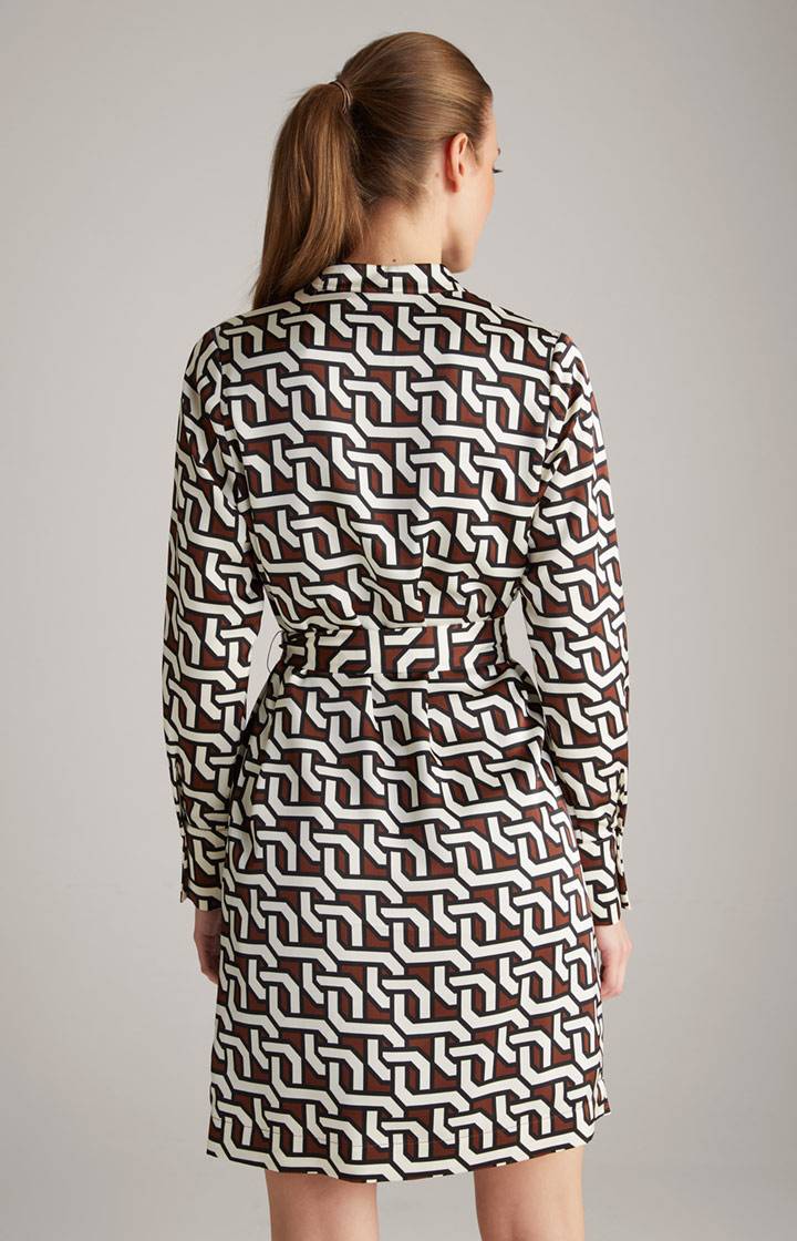 Joop Satin-Kleid In Braun/Creme/Schwarz Gemustert