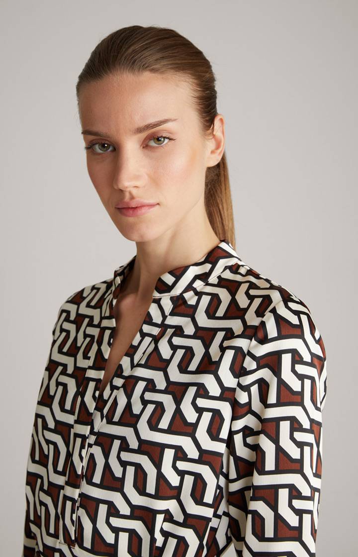 Joop Satin-Kleid In Braun/Creme/Schwarz Gemustert