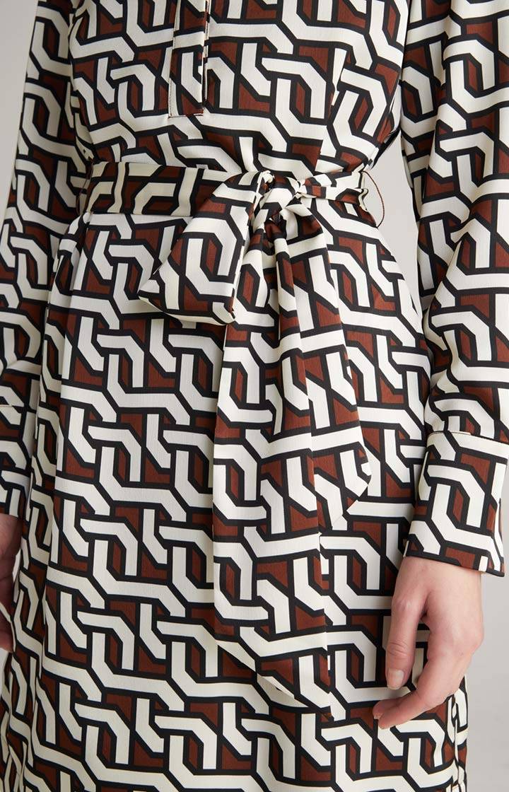 Joop Satin-Kleid In Braun/Creme/Schwarz Gemustert