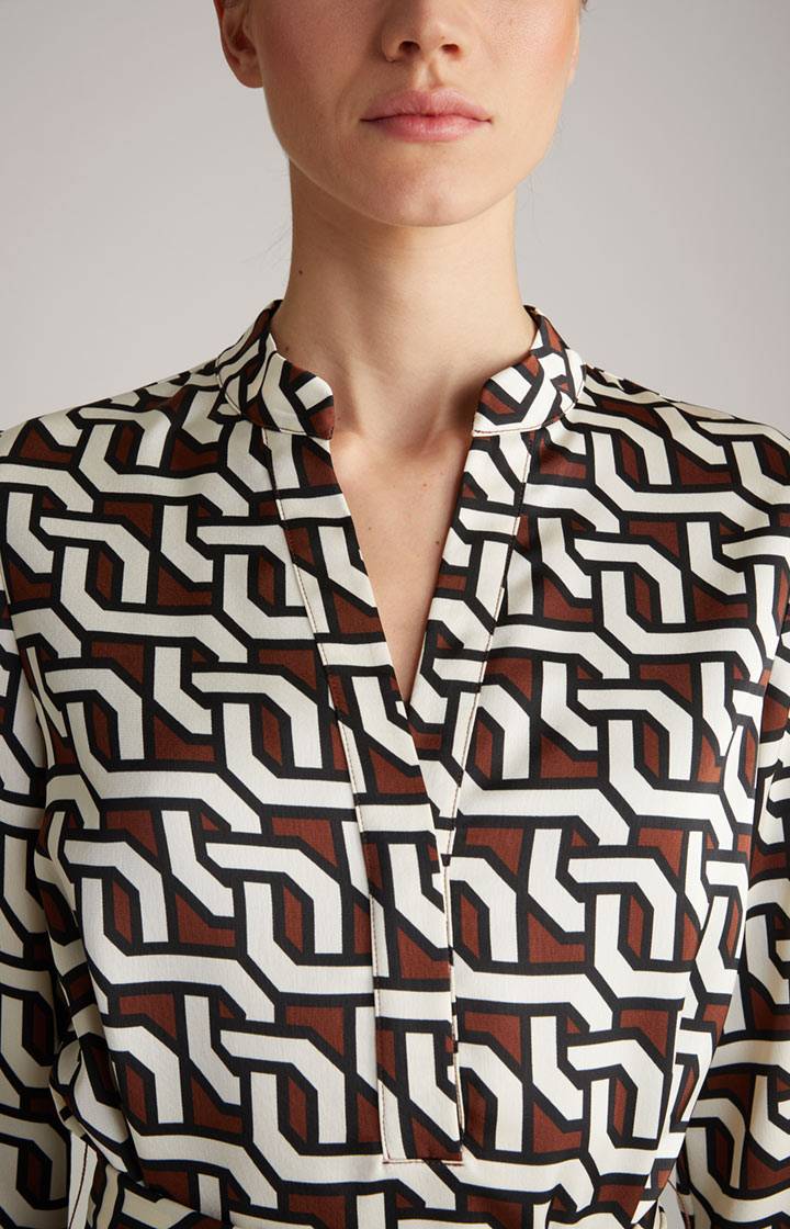 Joop Satin-Kleid In Braun/Creme/Schwarz Gemustert