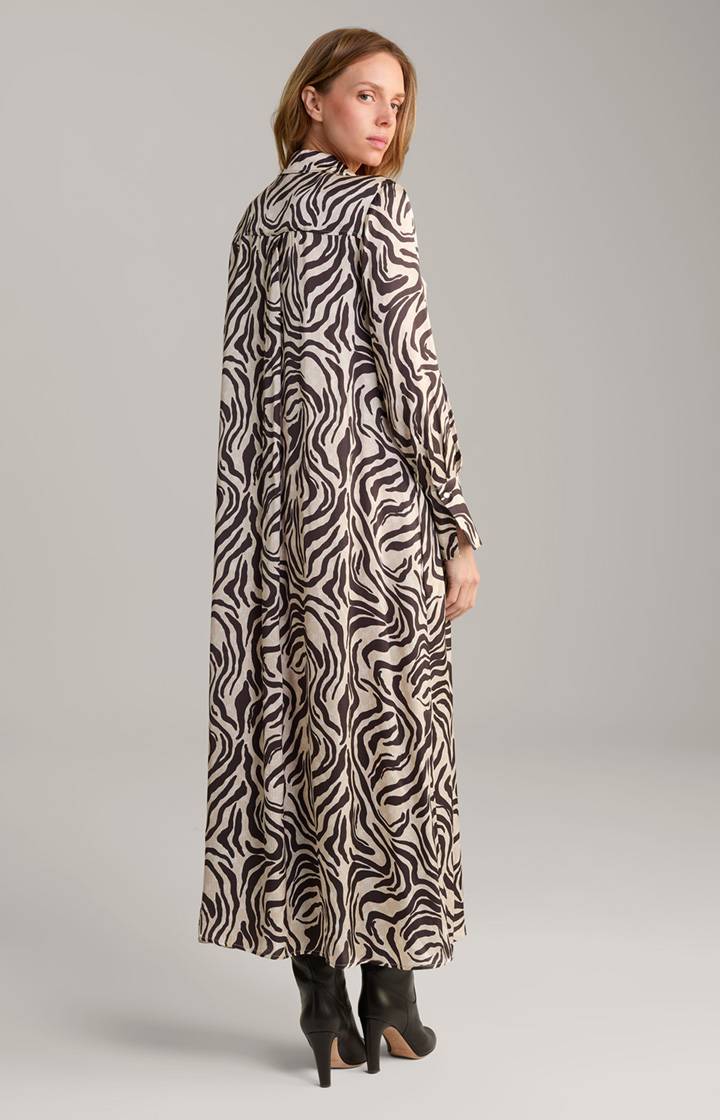 Joop Satin-Maxi-Kleid In Beige/Braun Gemustert