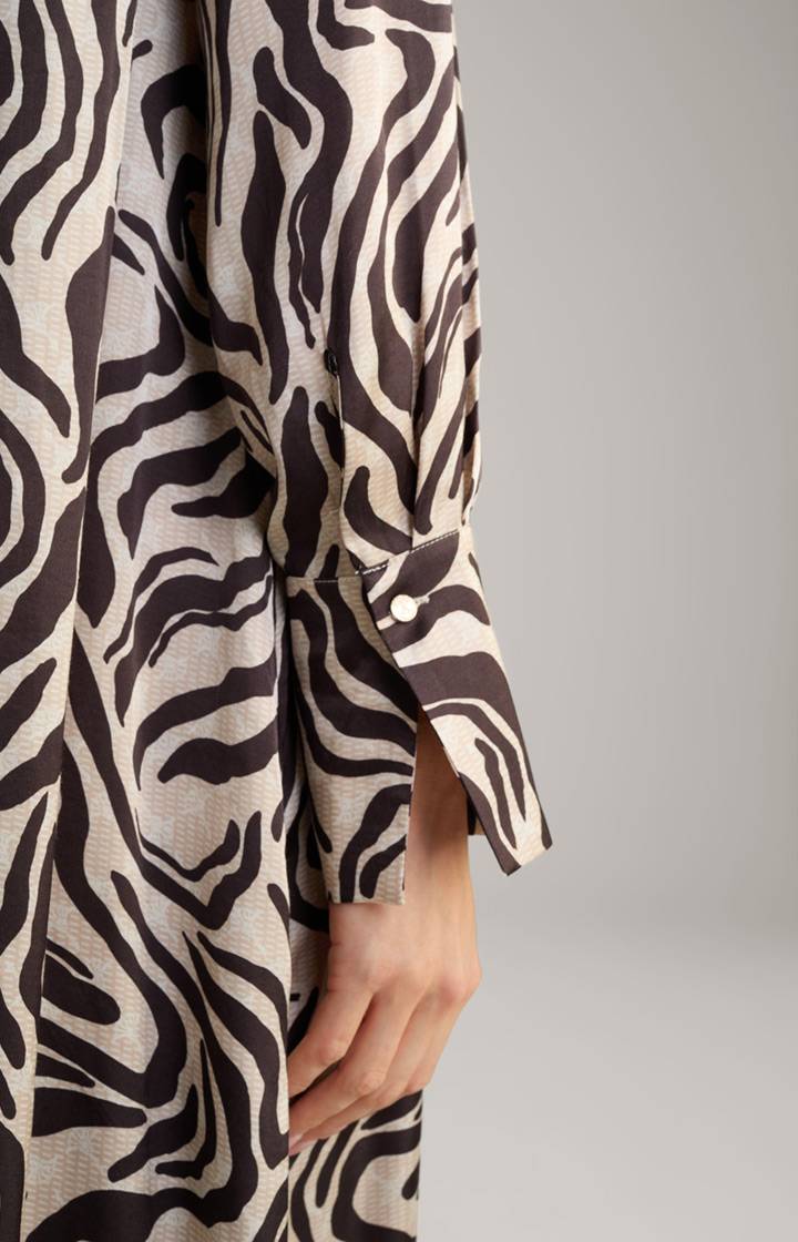 Joop Satin-Maxi-Kleid In Beige/Braun Gemustert