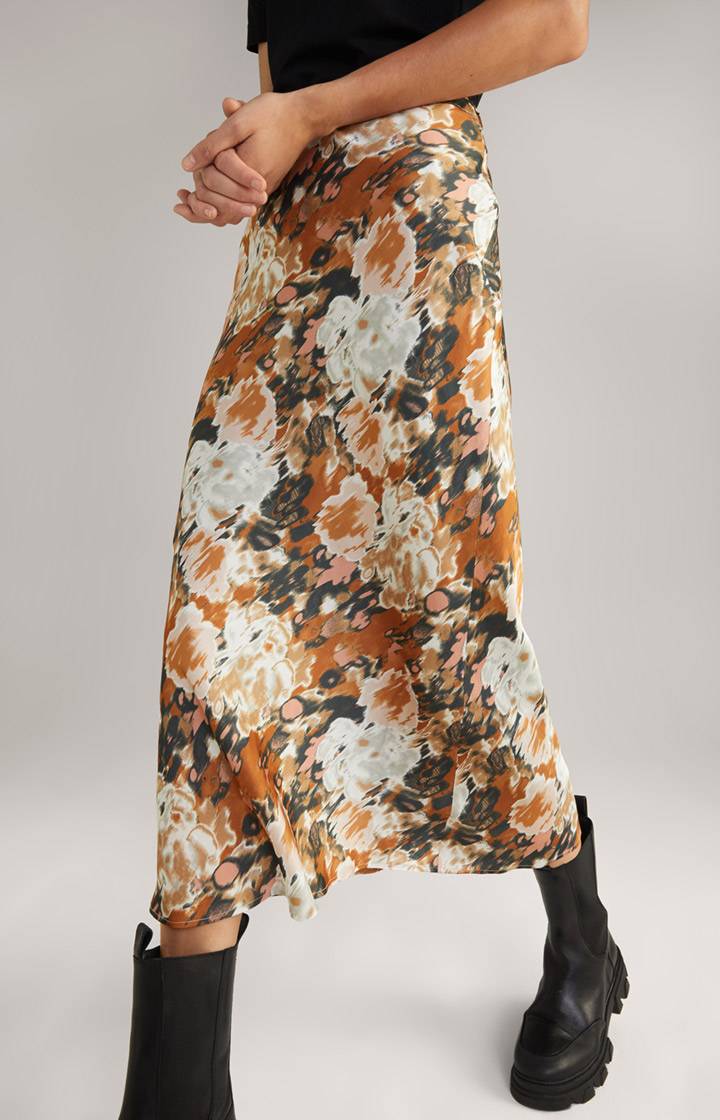 Joop Satin-Rock In Braun/Schwarz/Ecru Gemustert