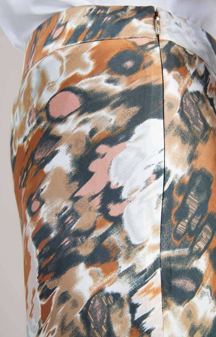 Joop Satin-Rock In Braun/Schwarz/Ecru Gemustert