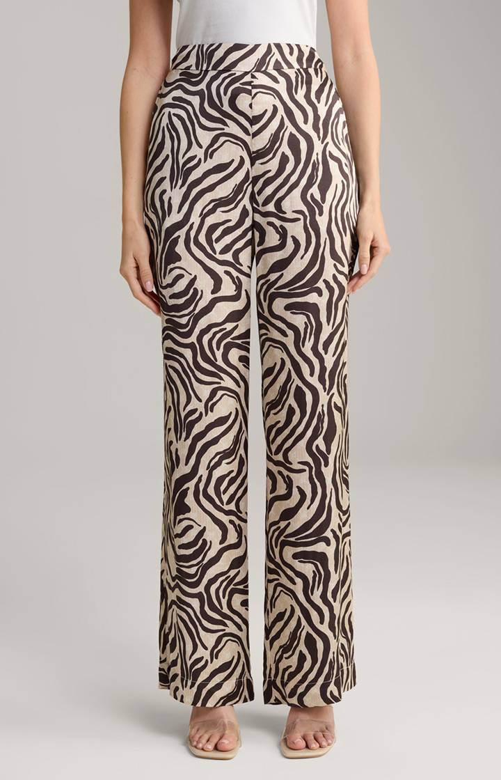 Joop Satinhose in Beige/Braun gemustert