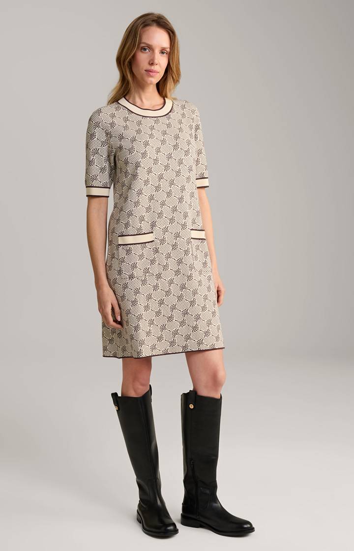 Joop Strickkleid in Beige/Braun gemustert